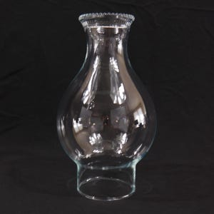 Clear Glass Chimney Globe Hurricane Lamp Shade with Beaded Rim, Glass Chimney Replacement  8 3/4&quot; tall x 3&quot; fitter base