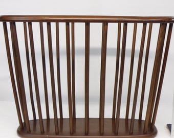 Wood Magazine Rack Oval Wood Doll Rod Vintage  Mid Century Modern Mod Office Decor