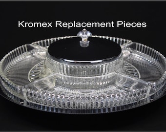 Vintage Kromex Replacement Lazy Susan  Relish Tray Dish, Center Bowl for Lazy Susan, Rotating Base Your Choice