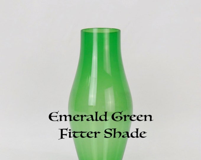 Vintage Oil Lamp Chimney, Green Glass, Fitter Shade, Hurricane Lamp