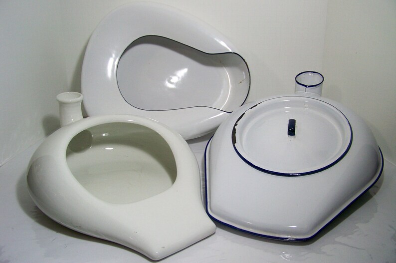 Vintage White Porcelain Bedpan Bed Pan Etsy