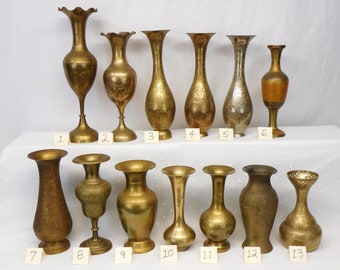 Vintage Brass Vase YOUR CHOICE Various Styles Various Sizes Tall Brass Decorative Vase