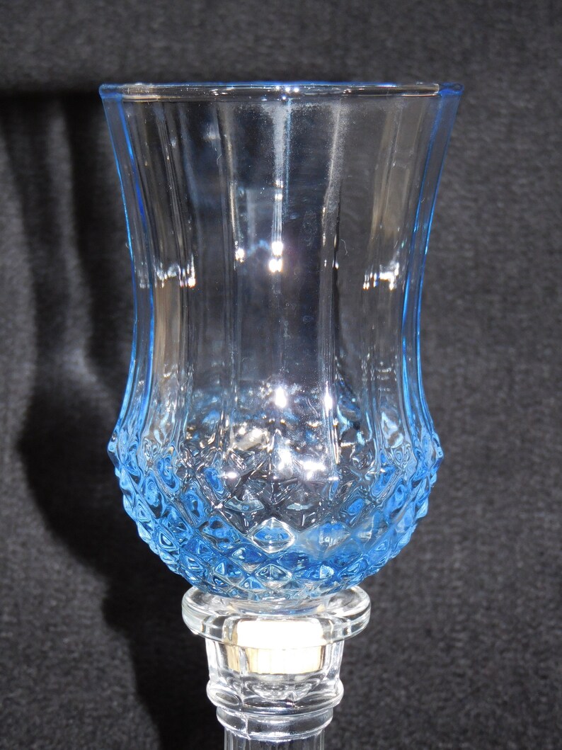 Vintage Blue Glass Diamond Cut Votive Cup Candle Holder Home Etsy