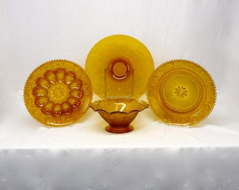 Vintage Tiara Glass YOUR CHOICE Indiana Glass Amber Sandwich Pattern Serving Pieces