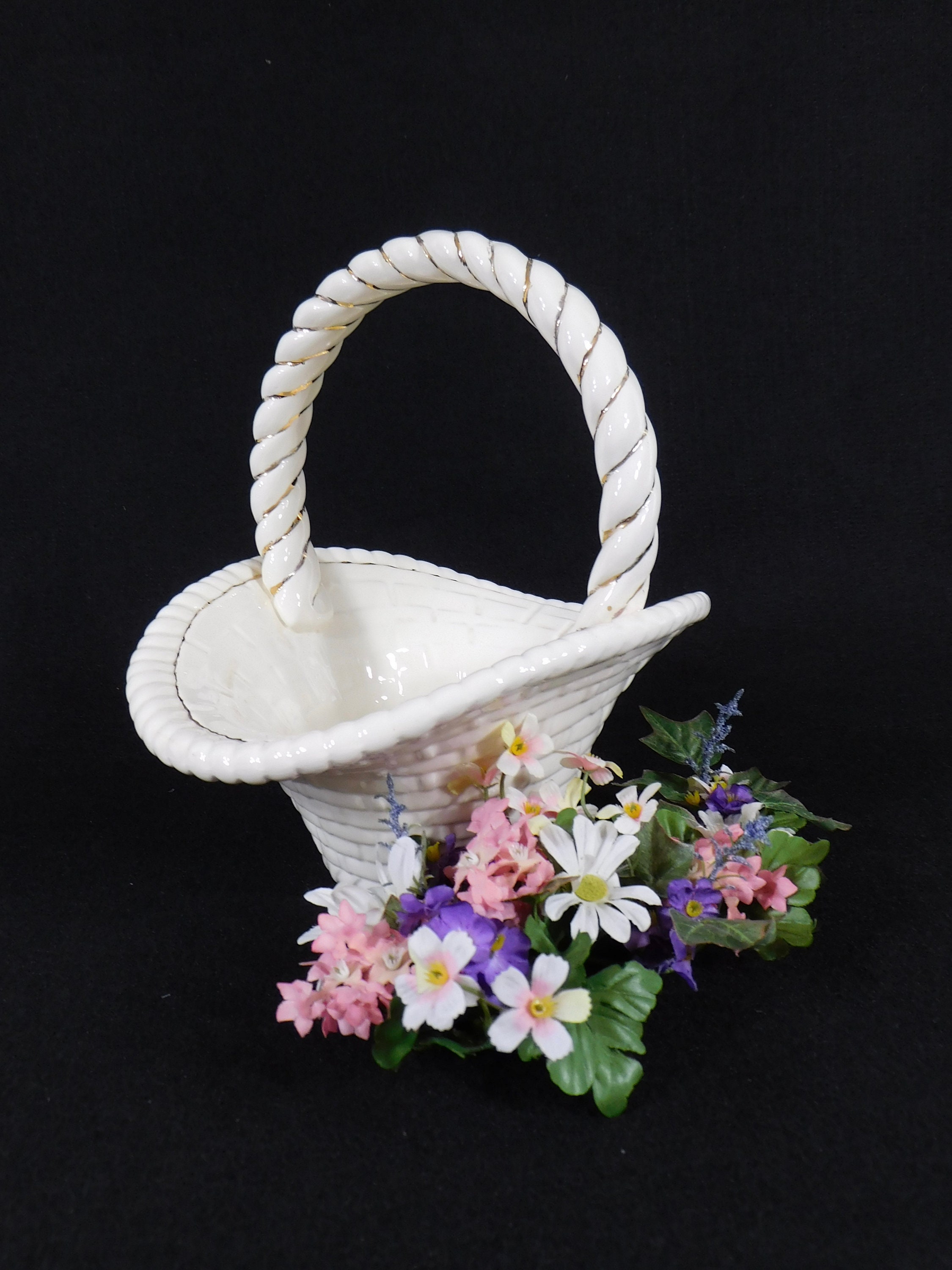 Table Decor Gold Trim Basket Ceramic Class Basket Centerpiece Hand