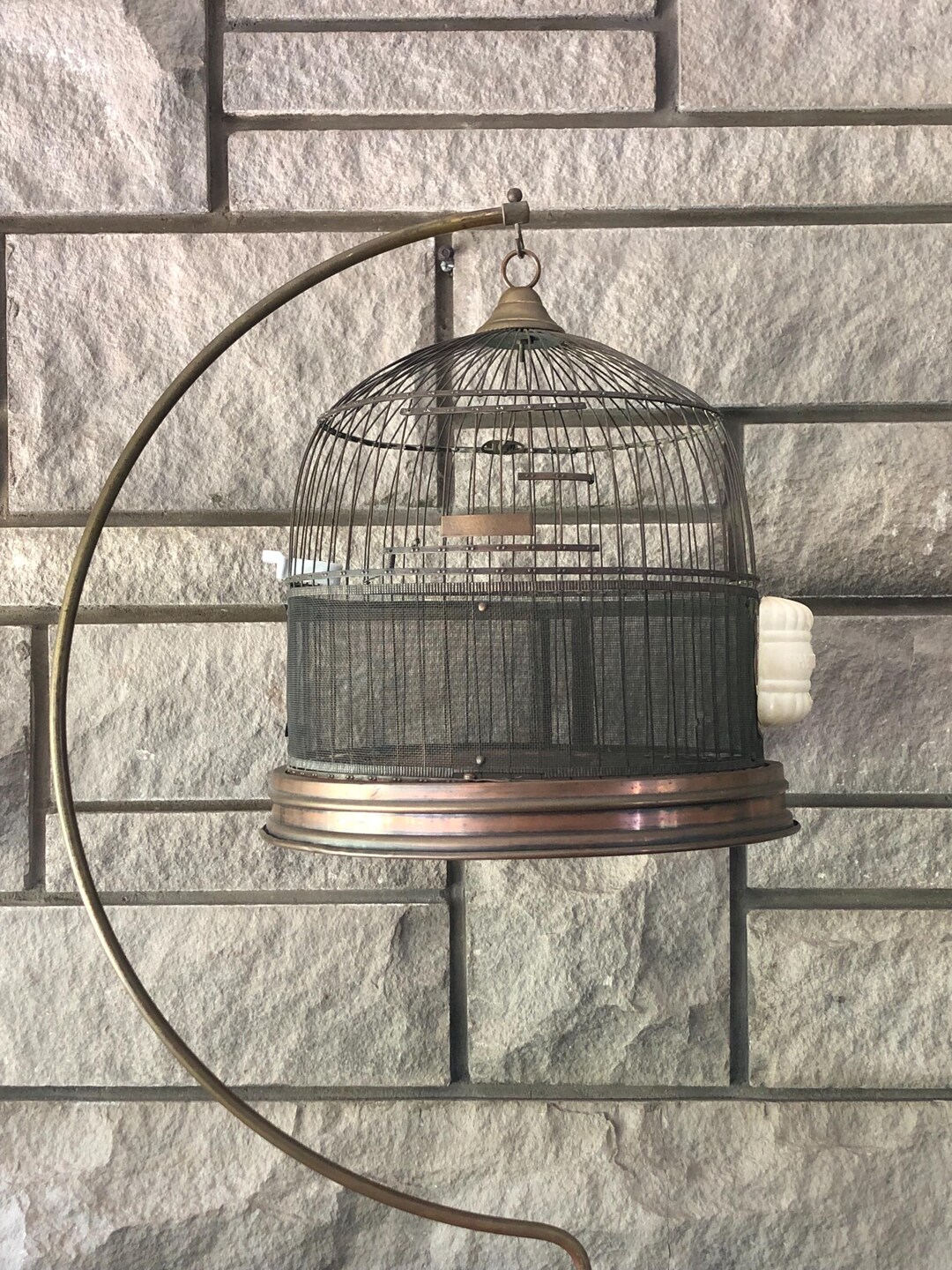 Hendryx Copper Bird Cage With Floor Stand Antique Birdcage Etsy