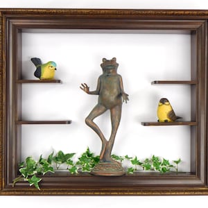 Shadow Box Framed Curio Shelf, Wood Wall Shelf, Framed Shelf, Carved Frame,