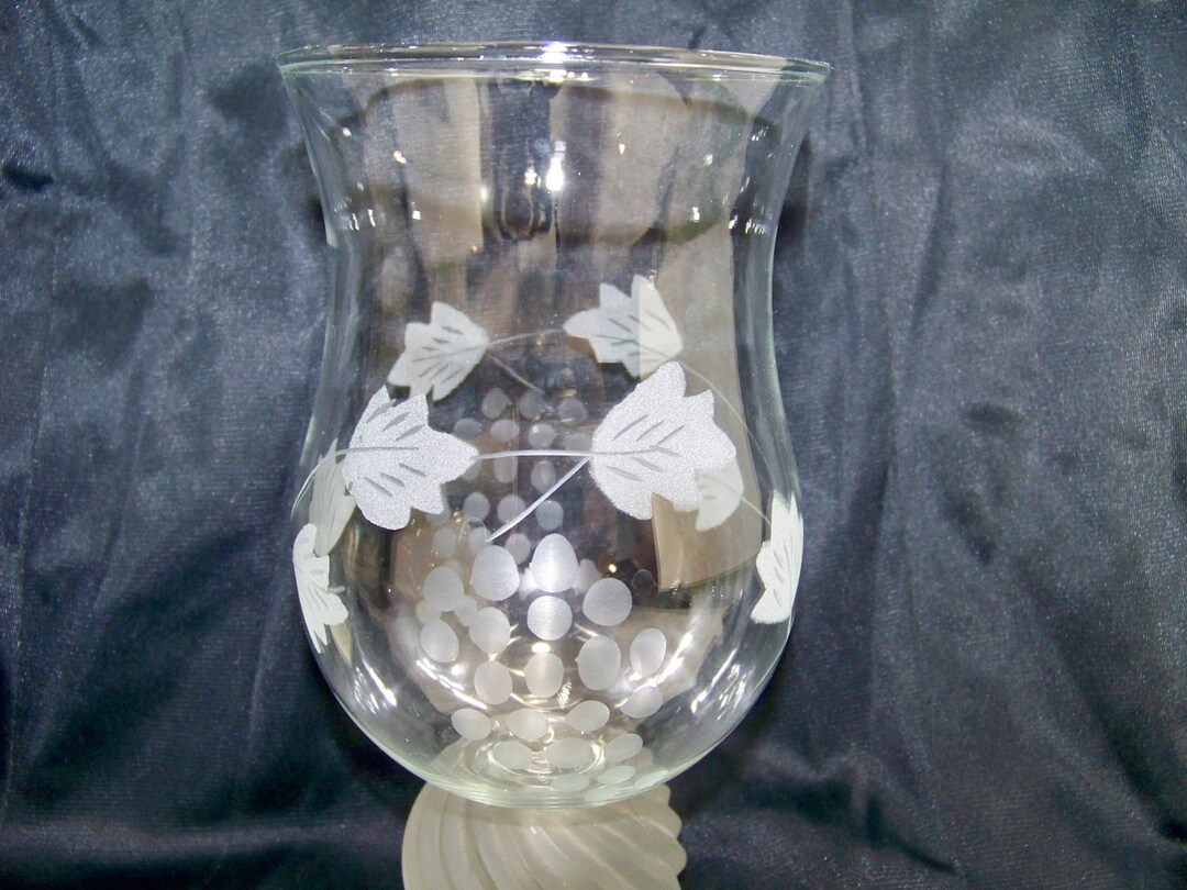 Vintage Votive Cup, Candle Holder or Wall Sconce, Etched Grape Vine
