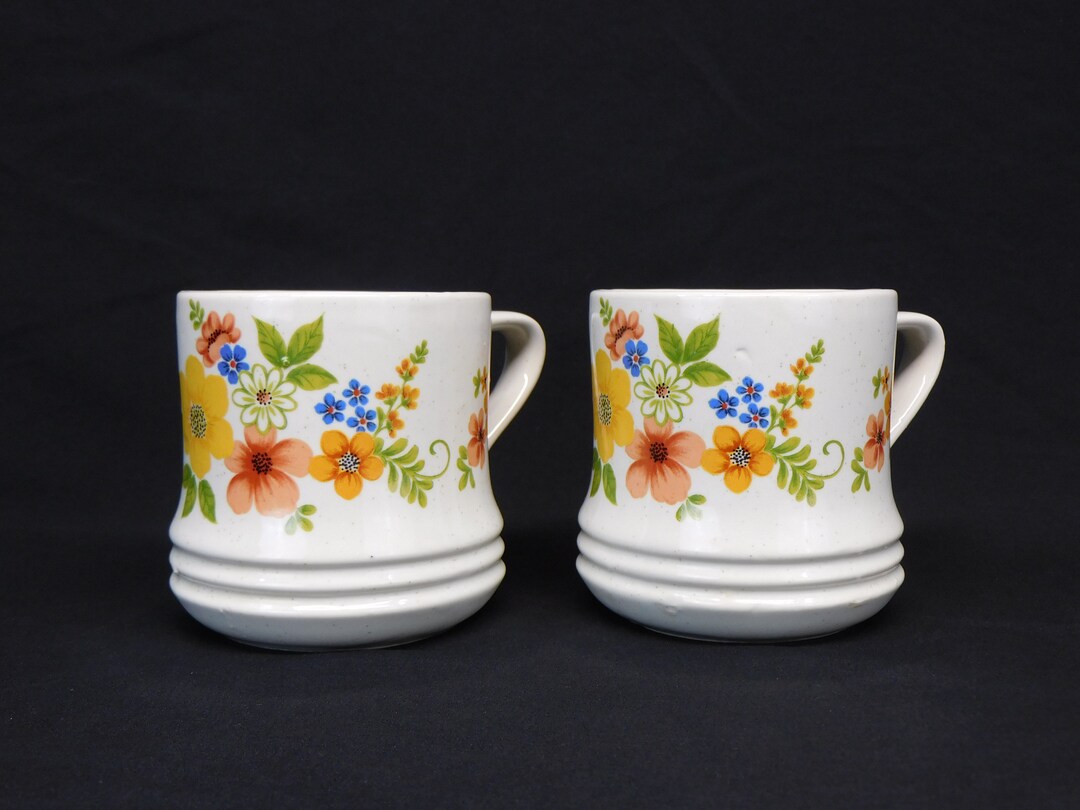 Stoneware Mugs Japan Sweet Flowers Bake Serve N Store Oven to Table Set