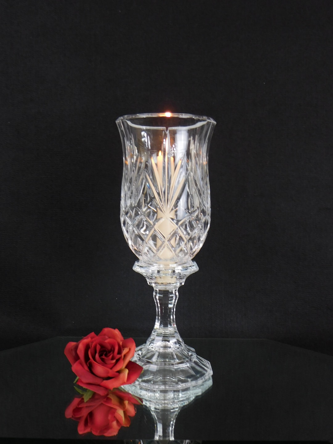 Candle Holder Lead Glass Hurricane Lamp Lead Glass Shade Candle Lamp