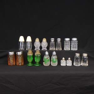 Salt and Pepper Vintage Shakers, Clear Glass, Textured Glass, Variety of Styles to Choose From