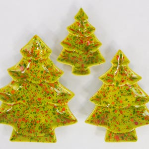 Christmas Trees Candy Dish Serving Dishes Splatter Ware, Ceramic Christmas Tree, Set of 3 Nesting Trees