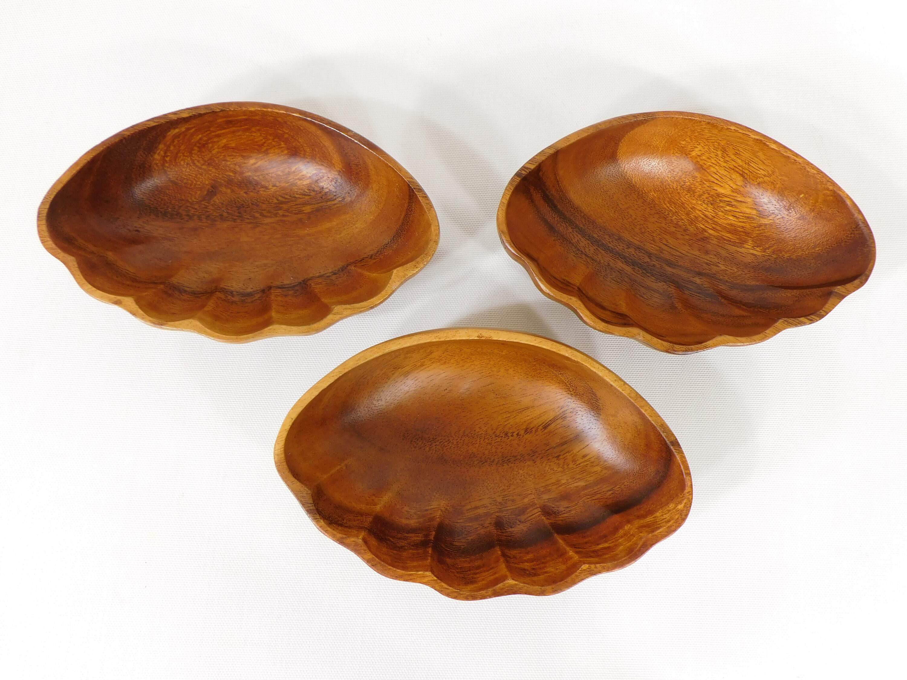 Wood Bowl Shell Bowl Scalloped Bowl Nautical Serving Bowl Etsy