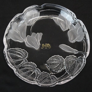 Crystal Clear Studios Casandra Frosted Floral Plate Petals and Leaves Serving Plate or Platter Set of 2