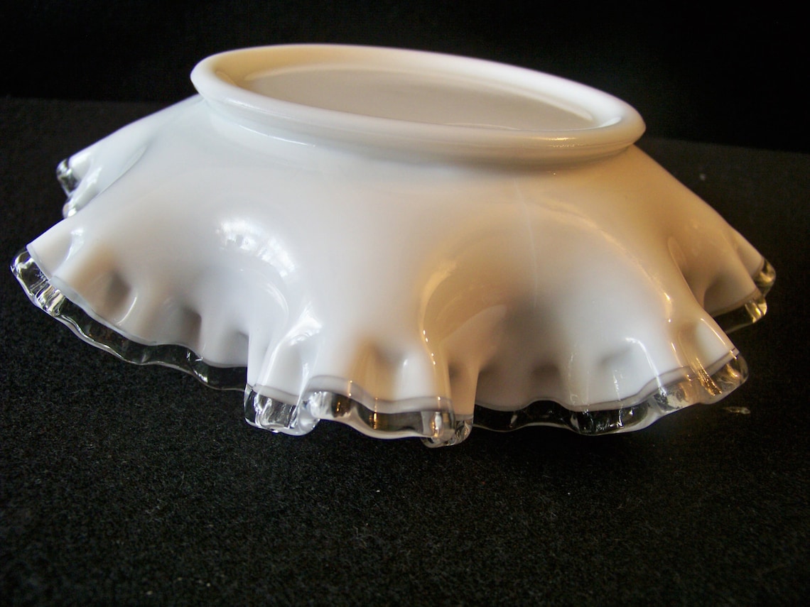 Vintage Fenton Silver Crest Large Footed Double Ruffle Bowl Etsy
