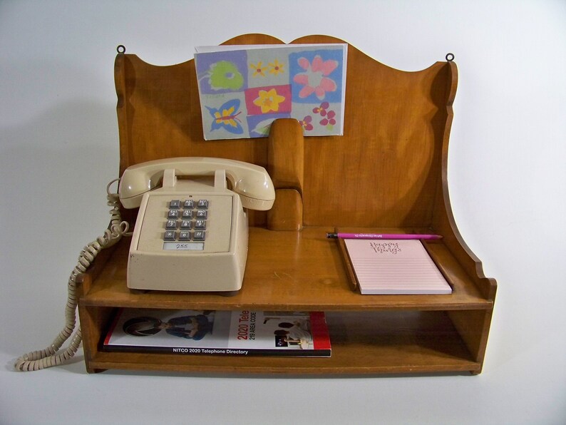 Wall Mount Telephone Station Phone Stand Pine Wood Wall Desk Etsy
