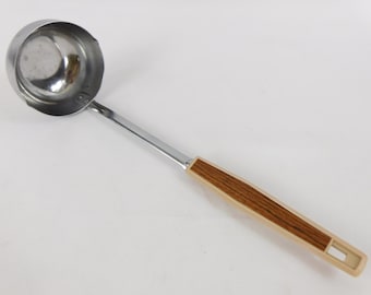 Vintage Soup Ladle, Kitchen Utensil, Faux Wood Handle, Hanging Utensil, Decorative Handled Ladle. Stainless Steel, Japan