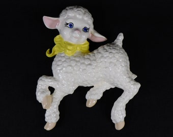 Vintage Little Lamb Nursery Decor Chalkware Wall Hanging Mary's Little Lamb, Baby Shower Decor New Baby Gift Nursery Rhyme Theme