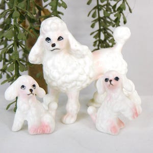 Miniature Porcelain Figurines French Poodles Miniature Dogs - Last One