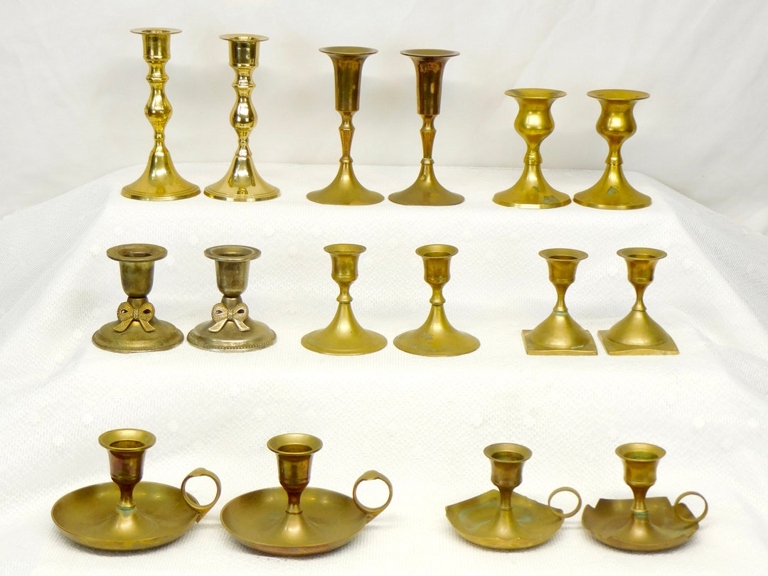 Vintage Candlestick Holders Set of 2 YOUR CHOICE Brass Tapered Candle ...