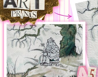 Awpensive’s ’Bagpuss Collection’ A5 Oriental ‘Wise Man of Ling Po,’ Art Print