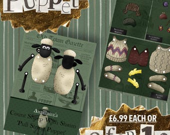 Awpensive’s ‘Shaun The Sheep’ Pull String Puppet / Paper Doll