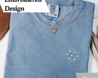 Embroidered Cookie Tshirt, Comfort Colors Shirt, Baker Gift, Foodie Tshirt, Gift for Bakers