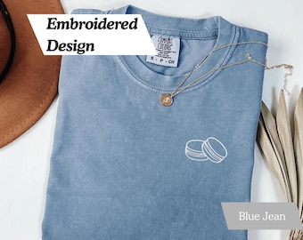 Embroidered Macaron Tshirt, Comfort Colors Shirt, Gift for Bakers, Baking Moms, Baking Lovers, and Pastry Lovers