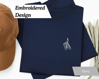 Rock Climbing Tshirt, Embroidered Climbing Shoes, Gift for Climbers, Mountaineers, Outdoors Persons, Bouldering Climbers, Gildan 5000 Tshirt