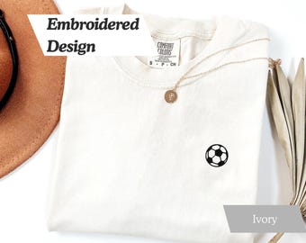 Embroidered Soccer Ball Tshirt, Comfort Colors Tee | Comfort Colors Football Shirt, Football, Fútbol, Ballon de Football Brode,