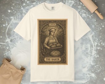 Vintage Tarot Female Baker T-Shirt | Comfort Colors Unisex Garment-Dyed, Perfect for Baking Lovers, Chefs Gifts, Cooking Enthusiasts, Tarot