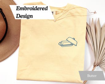 Embroidered Salted Butter Shirt, Comfort Colors Tshirt, Butter Dish Embroidery, Baker Gift, Foodie Gift