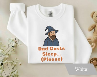 DnD Crewneck Sweater, Sleepy Dad - Dad Sweater, Funny DnD Dad Clothes, Newborn Gift, Funny Infant Wear, Baby Shower Gift, New Dad gift, RPG