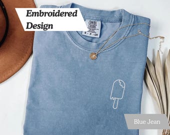 Embroidered Popsicle Tshirt | Comfort Colors Ice Cream Shirt | Cute Summer Tee | Ice Cream Lover Gift | Popsicle Birthday Gift, Unisex Shirt