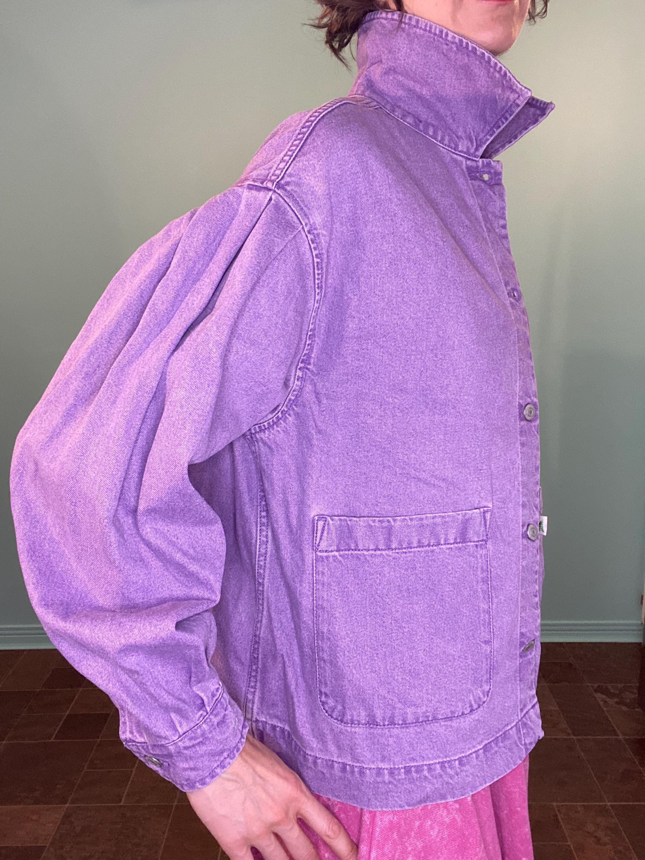 USA Made Old Vintage Denim Jacket Purple Short Length Trucker M