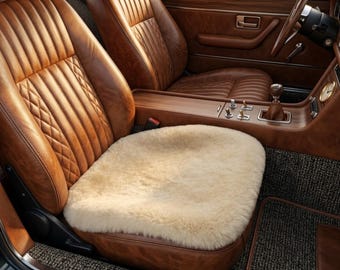 Genuine Sheepskin Car Seat Cushion, Plush Car Seat Cover, Soft Wool Seat Pad, Luxury Car Accessories, Office Chair Cushion, Seat Protector