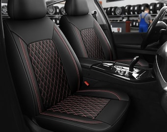 Luxury Diamond Stitch PU Leather Car Seat Covers, Universal Fit Automotive Protection