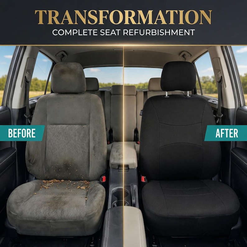 Universal Fit Black Cloth Car Seat Covers – Full Set, Airbag Compatible, Washable image 3