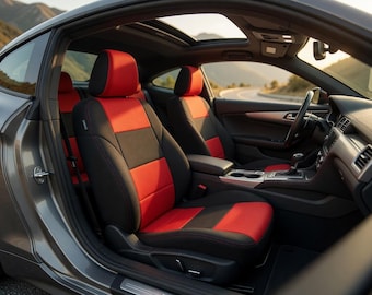 Roodzwarte polyester autostoelhoezen volledige set – universele pasvorm, eenvoudige installatie
