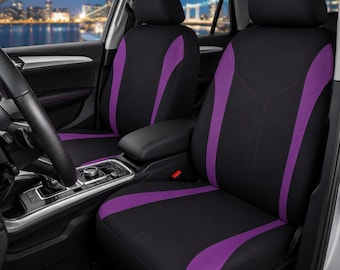 Car Seat Covers Front Seats Universal Fit Mesh Fabric Breathable Polyester Airbag Compatible Seat Protectors SUV Sedan Truck Black Purple