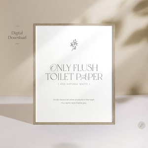 Airbnb Toilet Sign, Airbnb Host Printable, "Only Flush Toilet Paper" Printable Sign. Do not flush sign for airbnb or vacation rental
