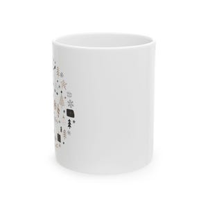 Cozy Winter Ceramic Mug, Hot Chocolate Cup, Holiday Coffee Mug, Christmas Gift, Seasonal Tea Mug.