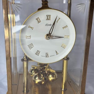 Vintage West German Kundo Rotating Pendulum Brass Clock Kieninger & Obergfell