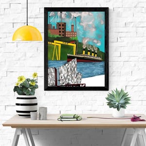 Belfast Titanic Memorabilia Print: H&W Cranes, Titanic Museum Art