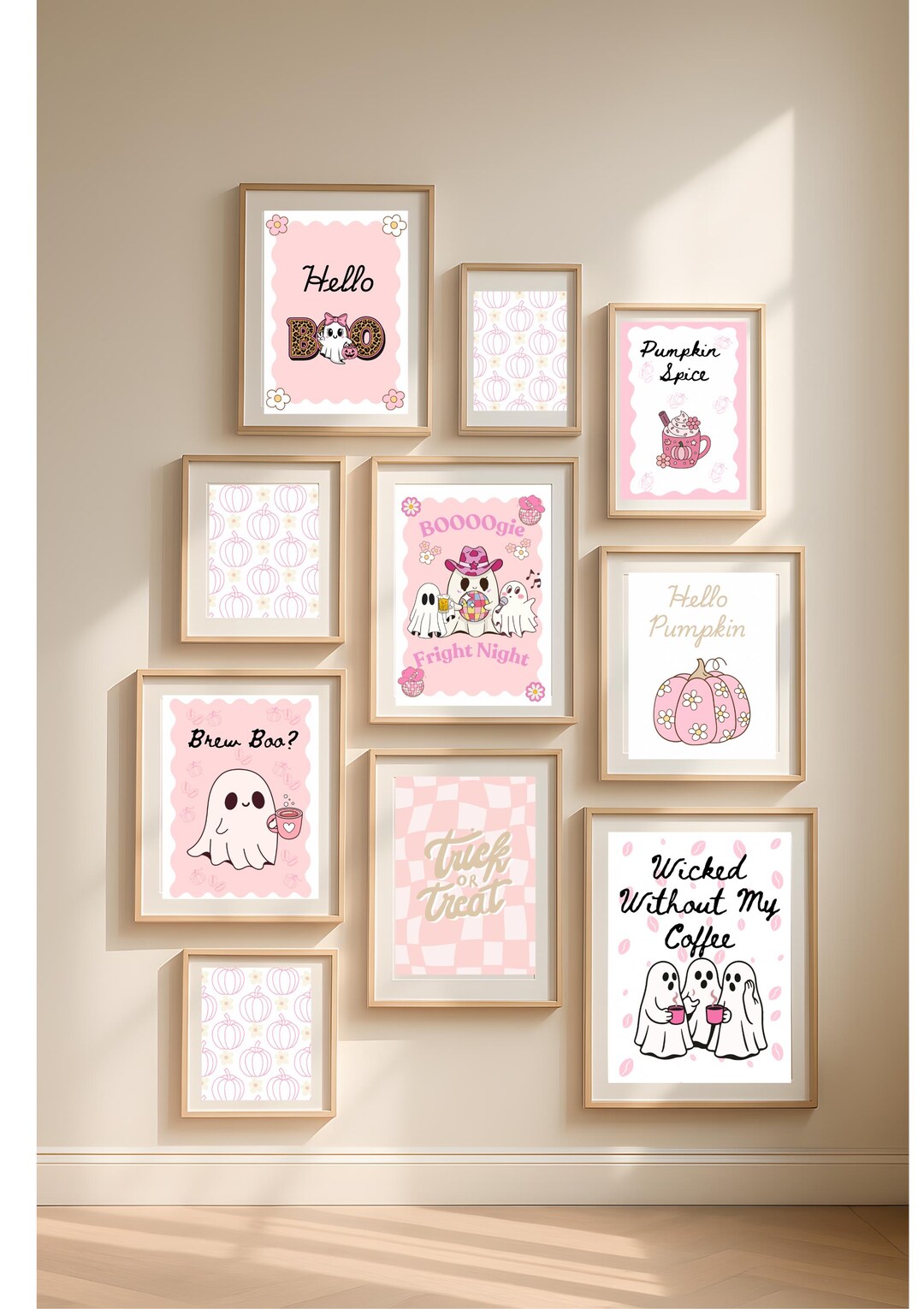 Pink Halloween Ghost Art Print Set | Spooky Fall Decor (customizable ...