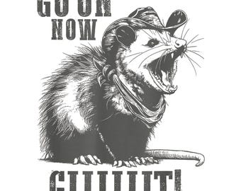 Funny Cowboy Opossum PNG: Western Animal Shirt Design (Digital Download)
