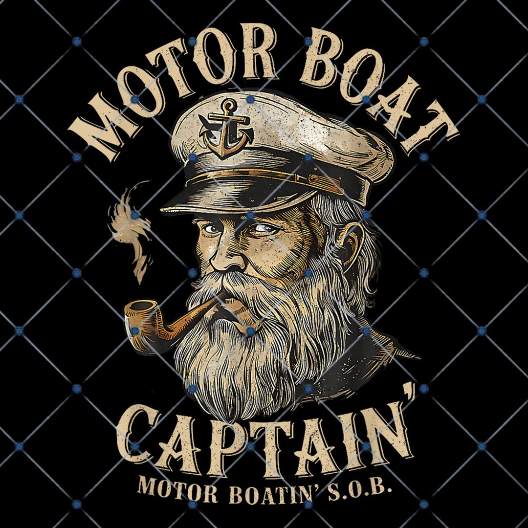 Vintage Motor Boat Captain PNG, Salty Sea Dog Clipart (digital Download ...