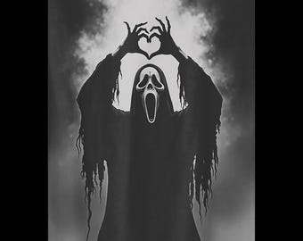 Ghostface Heart Hands PNG: Scary Halloween Horror Art (4500x5400 px)