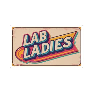 Bunte Labrador Damen Kiss-Cut Aufkleber | Lustige Vinyl-Aufkleber für Wissenschaftsliebhaber, Labordekor, Geschenke für Frauen, Aufkleber für Laptops, Wasserflaschen
