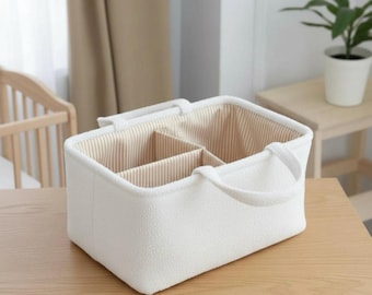 Premium Terry Cloth Baby Diaper Bag Organizer | 3-Compartment Nursery Storage Caddy | Original Baby Shower Gift | Available in 3 Colors